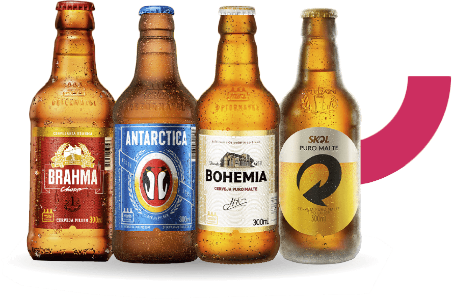 foto mostra cervejas retornáveis Brahma, Antarctica, Bohemia e Skol
