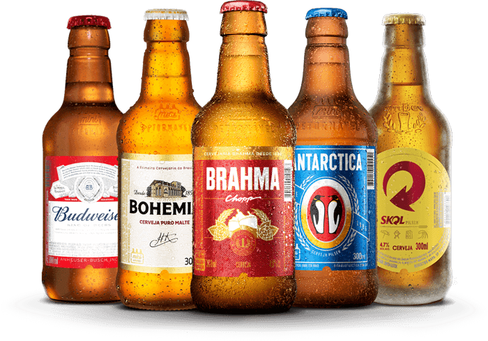foto de garrafas de cerveja: Budweiser, Bohemia, Brahma, Antarctica e Skol